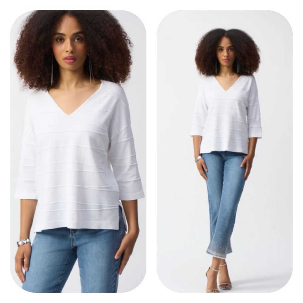 Joseph Ribkoff Vanilla Casual V-Neck Top